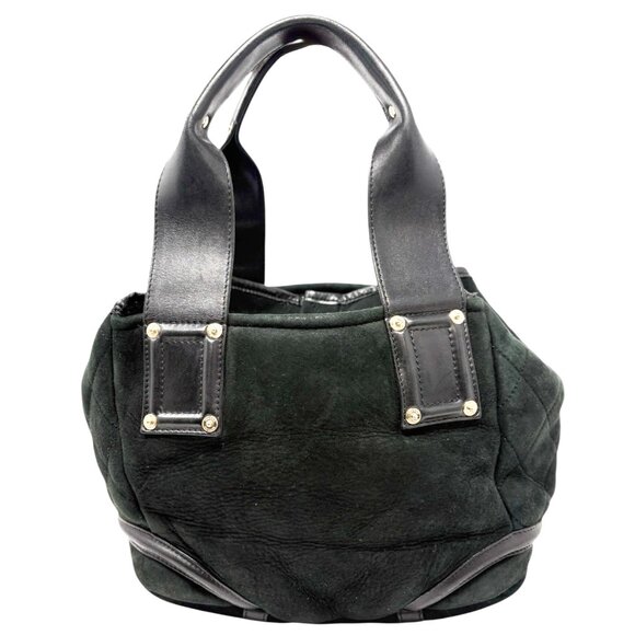 CHANEL Vintage 2006 CC Logo Shearling Tote Bag Handbag Black Gold Suede [106429] - Picture 6 of 14